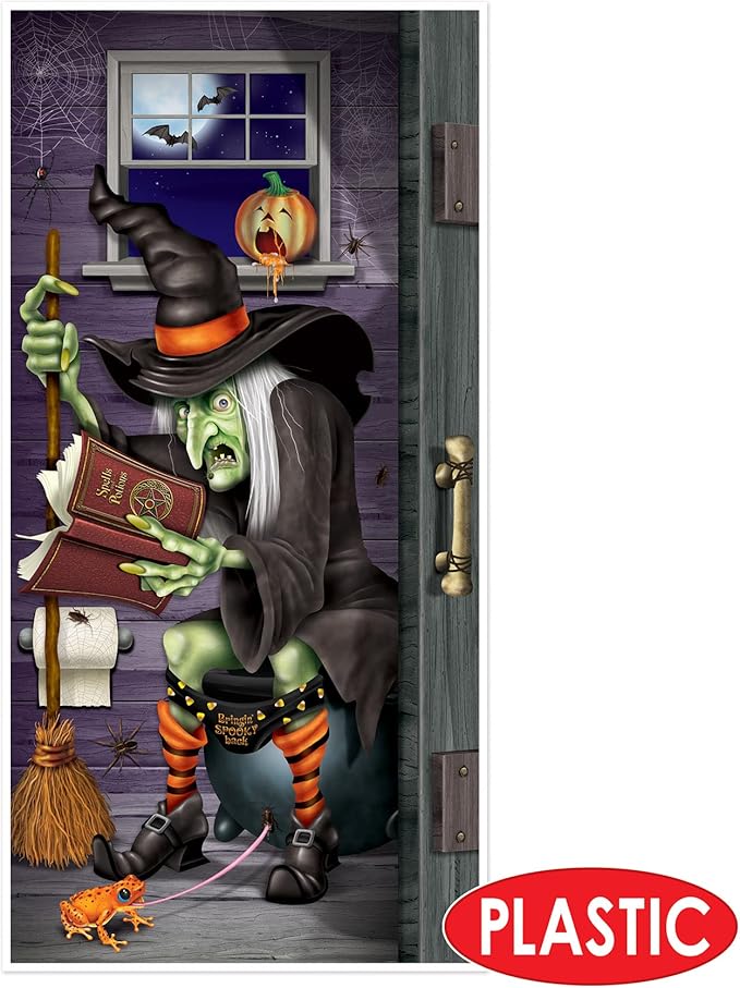 Witch Restroom Door Cover Party Accessory (1 count) (1/Pkg)