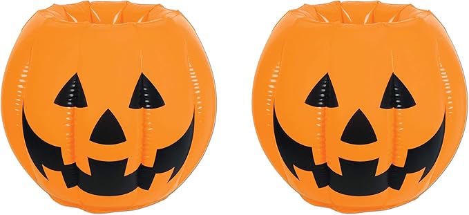 Beistle Inflatable Jack O Lantern Pumpkin Coolers, 2 Pack, 15.5” x 22”, Each Holds approx. 48 12 oz. Cans - Drink Cooler, Inflatable Cooler for Parties, Beverage Cooler, Spooky Decor, Halloween Cooler