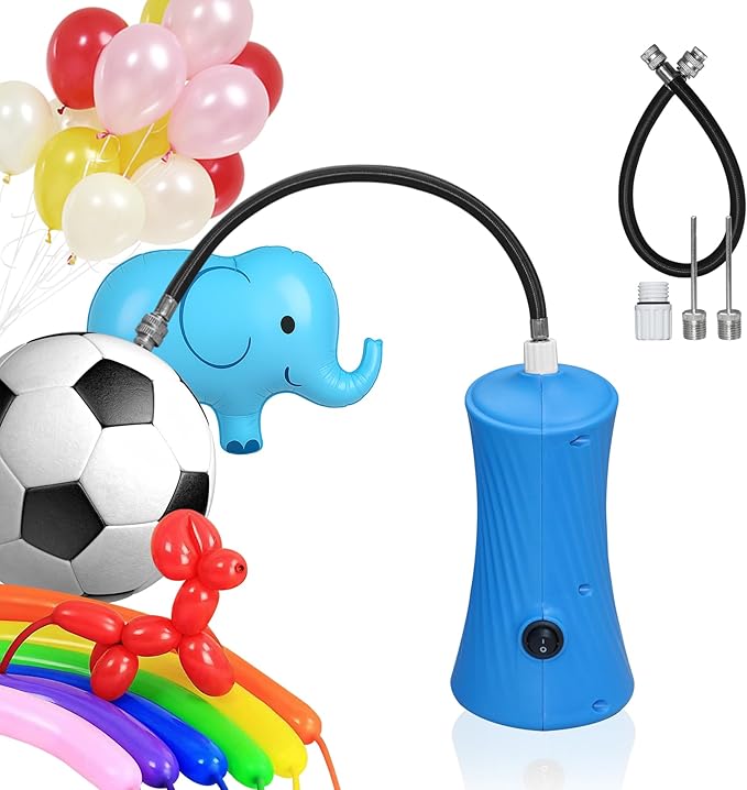 260 Balloon Pump Electric, Portable Automatic Dual Nozzle Inflator with Tying Tools for Long Animal Balloons Birthday Gender Reveal Baby Shower Balloons Party Decorations