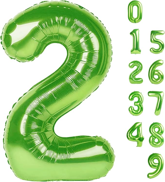2 Numbers Balloon 40 Inch Light Green Two Balloon Number Birthday Decor, 2nd 12 21st Party Celebration Decorations Graduations Wedding Baby Shower