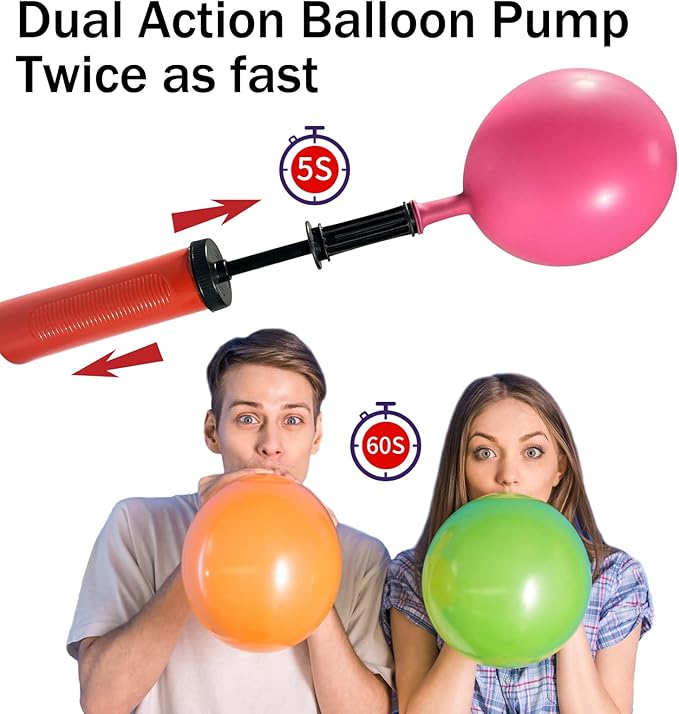 4pcs Balloon Pump Hand Held Inflator Air Pump for Balloons, 4 Random Color, Friends can Help Easy to Use for Party Birthday Decorations