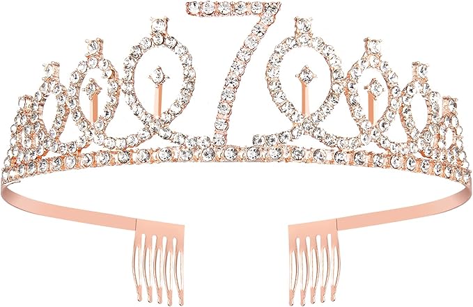 partyjju`s Rose Gold Birthday Crown 7 & Fabulous Sash and Tiara for Girls, Gifts for Happy 7th birthday Party Favor Supplies