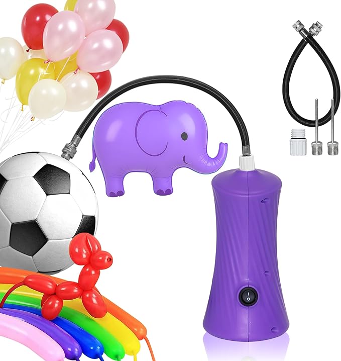 260 Balloon Pump Electric, Portable Automatic Dual Nozzle Inflator with Tying Tools for Long Animal Balloons Birthday Gender Reveal Baby Shower Balloons Party Decorations