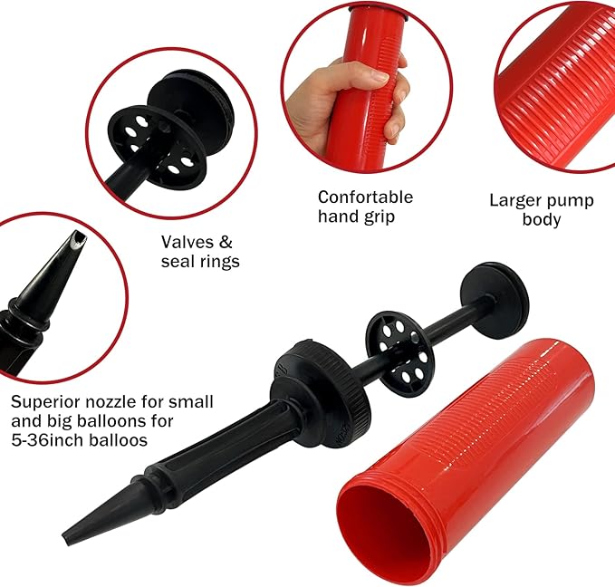 4pcs Balloon Pump Hand Held Inflator Air Pump for Balloons, 4 Random Color, Friends can Help Easy to Use for Party Birthday Decorations