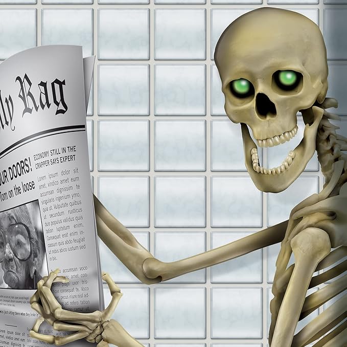 Beistle 3 Piece Plastic Indoor Outdoor Skeleton Restroom Door Covers for Happy Halloween Party Decorations, 60" x 30", Multicolor