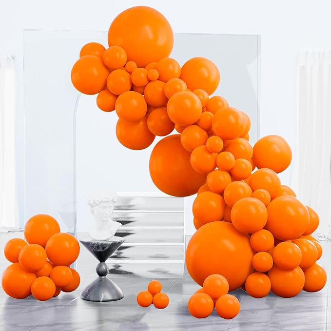 PartyWoo Orange Balloons 123 pcs Different Sizes of 18 12 10 5 Inch Fall Balloon Arch Kit Garland for Thanksgiving Halloween Little Cutie Baby Shower Birthday Party Decorations Orange-Y9