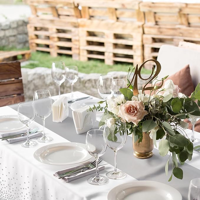 3Pcs White and Silver Tablecloth Party Decorations,Plastic White Table Cloth Printed Silver Runner Disposable Rectangle Table Cover for Birthday Wedding Anniversary Graduation Party,54 x108 Inch