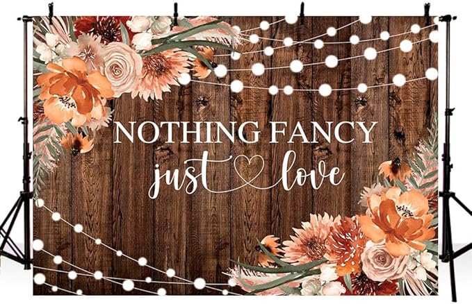 MEHOFOND 8x6ft Fall Rustic Wedding Backdrop - Floral Brown Wood Birthday Party Decoration Banner