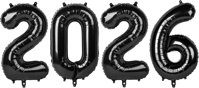 2026 Number Balloons, 40 Inch Balloon, New Years Eve Decorations, Black Balloons for New Years Eve Party Supplies 2026, Graduation Decoration, 2 6 20 26 Birthday Parties