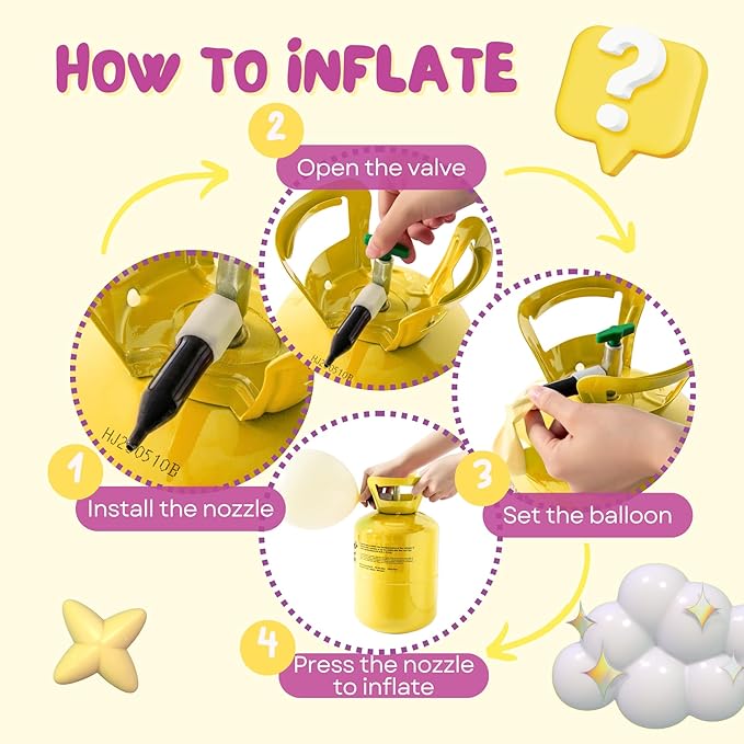 Helium Tank for Balloons At Home, 13L Helium Balloon Pump Kit Up To 50 Latex Balloons, 50 Latex Balloons and Ribbons, Ideal for Birthday Party, Wedding, Events