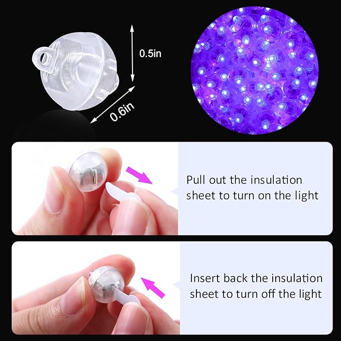 ZGWJ 50PCs Mini Led Lights for Paper Lantern, Purple Led Balloons Light up Balloons for Neon Party Lights Easter Eggs Christmas Halloween Birthday Party Wedding Decoration