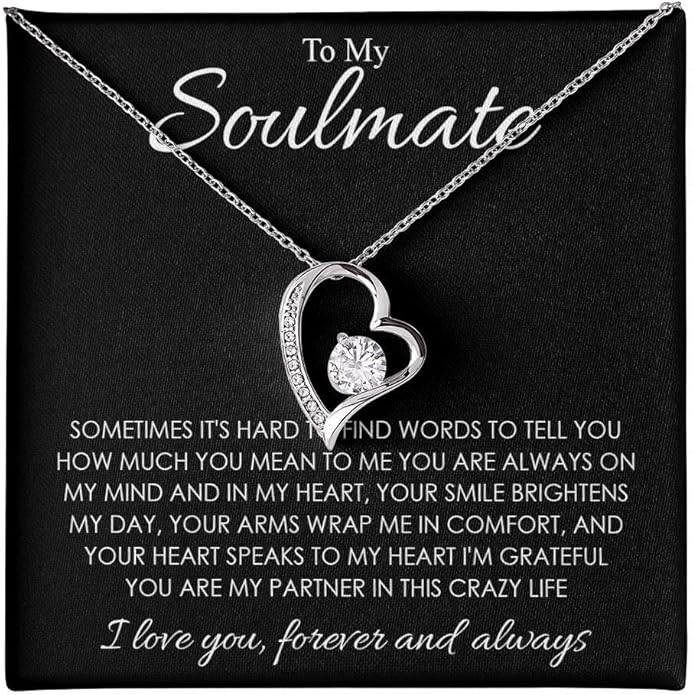 Soulmate Keepsake Gift to My Soulmate Necklace Wife Girlfriend Soulmate Gifts For Women, Funny Gifts For Girlfriend, Personalized Presents Wife Fiancée - Anniversary, Soul Mates Gift, Soulmate Jewelry