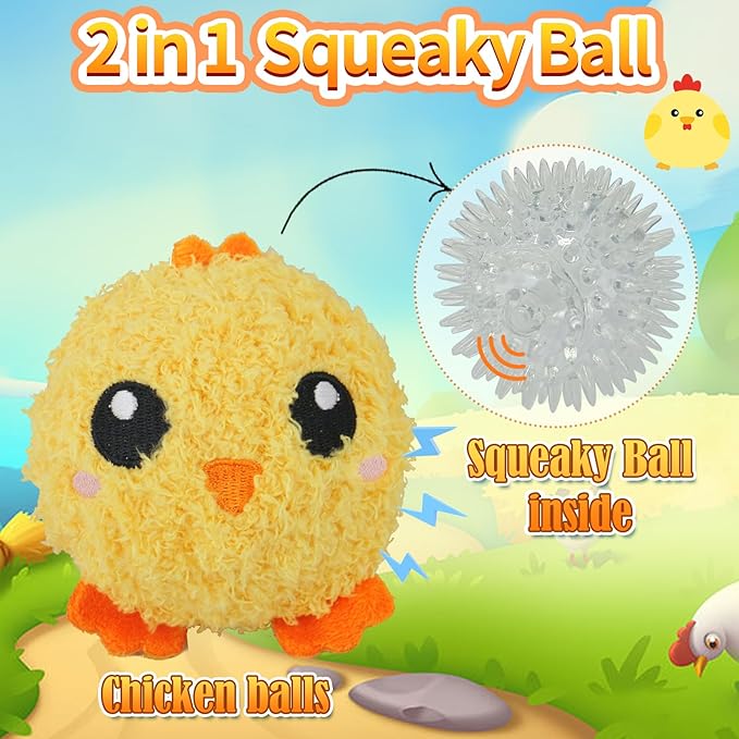 D KING D KING 3Pack Squeaky Dog Balls,2 in1 Funny Puppy Ball Toys,Birthday Dog Toy for Small Medium Dogs (Farm Ball)