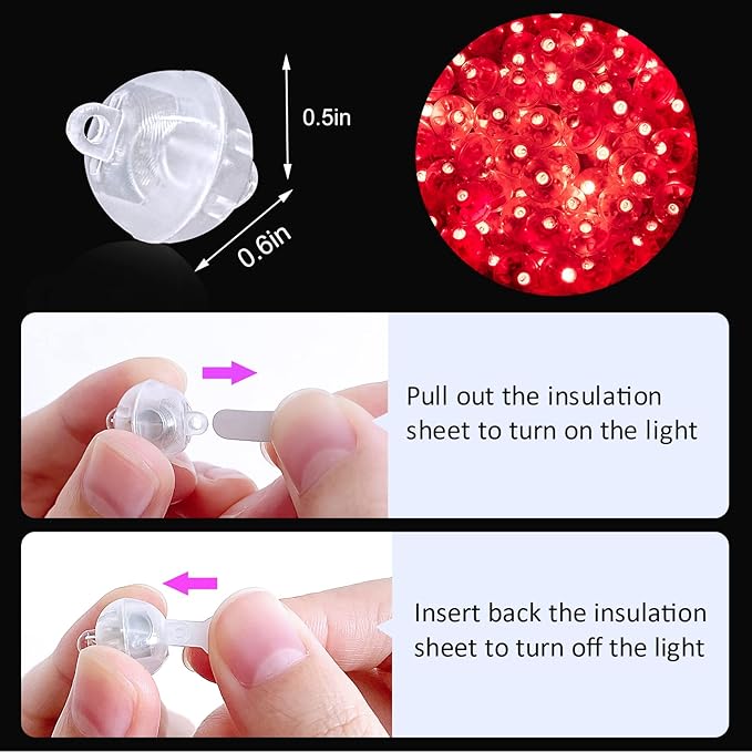 ZGWJ 100PCs Mini Led Lights for Paper Lantern, Led Balloons Light up Balloons for Neon Party Lights Easter Eggs Christmas Halloween Birthday Party Wedding Decoration