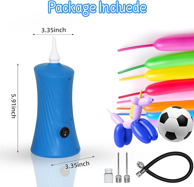 260 Balloon Pump Electric, Portable Automatic Dual Nozzle Inflator with Tying Tools for Long Animal Balloons Birthday Gender Reveal Baby Shower Balloons Party Decorations