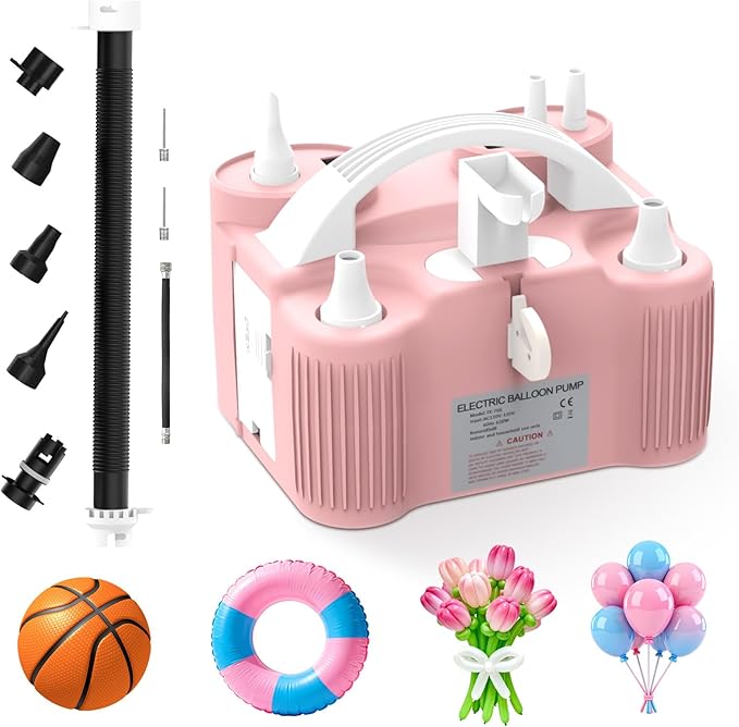 AXHJ Electric Balloon Pump, Portable Electric Air Balloon Pump Dual Nozzle Air Blower Pump AC110V