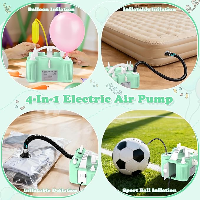 AXHJ Electric Balloon Pump, Portable Electric Air Balloon Pump Dual Nozzle Air Blower Pump AC110V