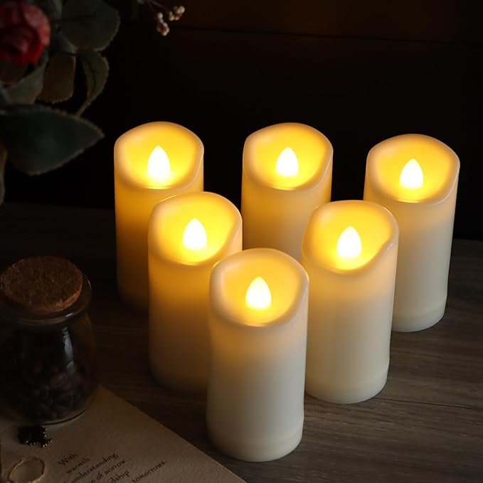 LED Battery Operated Candles 2"x4" Plastic Flickering Flameless Candles with Timer Outdoor Waterproof Wedding Party Halloween Christmas Birthday Decoration Gifts Realistic Slim Tall Pillar Candles