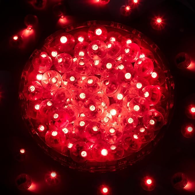 ZGWJ 50PCs Mini Led Lights for Paper Lantern, Red Led Balloons Light up Balloons for Neon Party Lights Easter Eggs Christmas Halloween Birthday Party Wedding Decoration