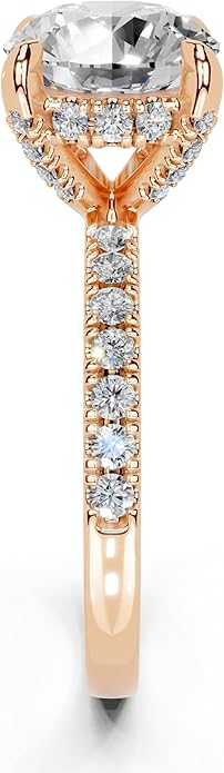 1-5 Carat 14K 18K Gold Platinum Classic Pave Band with Round Cut Lab Grown Diamond Ring, Engagement, Anniversary, Wedding, IGI Certified, Promise Rings for Women (1-5 Ct, F-G Color, VS1-VS2 Clarity)