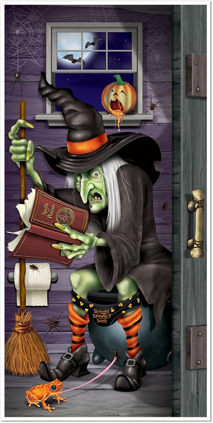 Witch Restroom Door Cover Party Accessory (1 count) (1/Pkg)