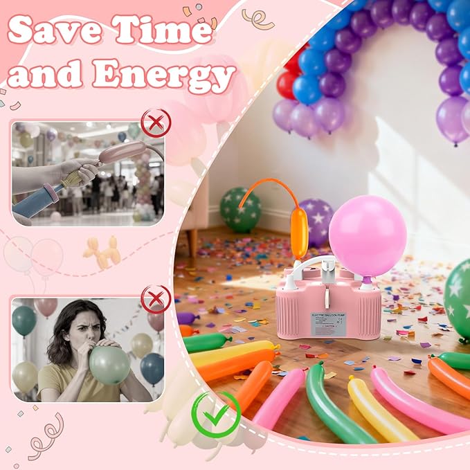 AXHJ Electric Balloon Pump, Portable Electric Air Balloon Pump Dual Nozzle Air Blower Pump AC110V