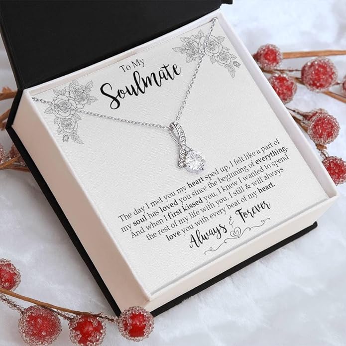 Soulmate Keepsake Gift to My Soulmate Necklace Wife Girlfriend Soulmate Gifts For Women, Funny Gifts For Girlfriend, Personalized Presents Wife Fiancée - Anniversary, Soul Mates Gift, Soulmate Jewelry