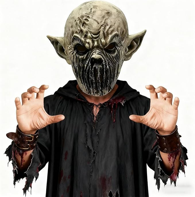 Silent Devil Latex Mask, Horror Monster Zombie Mask for Halloween Role Playing Party Props