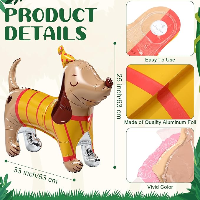 Hungdao 6pcs Dog Balloons Pet Dog Birthday Party Decorations Pet Party Supplies Cute Puppy Foil Animal Balloons Sheepdog Labrador Retriever ‌poodle Dachshund Decor for Baby Shower