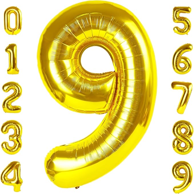 40 Inch Gold Numbers 9 Balloon, Balloons Decorations for 9 19 90 Birthday Party, Engagement, Wedding, Graduation, Photo Shoot Supplies