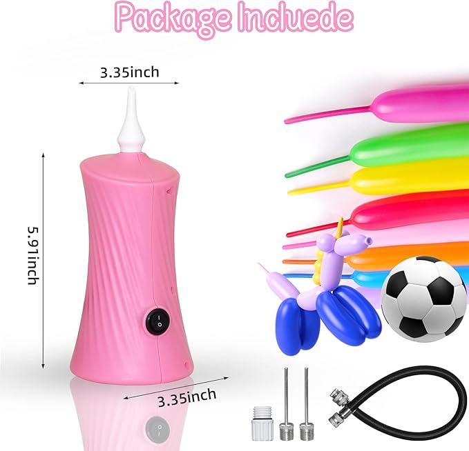 260 Balloon Pump Electric, Portable Automatic Dual Nozzle Inflator with Tying Tools for Long Animal Balloons Birthday Gender Reveal Baby Shower Balloons Party Decorations