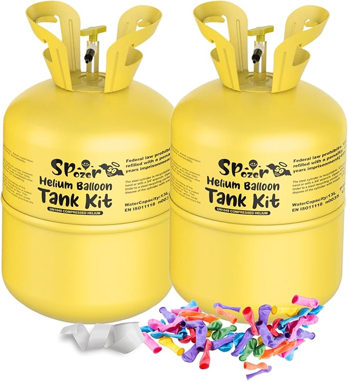 13L Portable Helium Tank for Balloons at Home, Up to 50 Latex Balloons, Helium Balloon Pump Kit, For Birthday Parties, Weddings, and Events (2 Boxes)