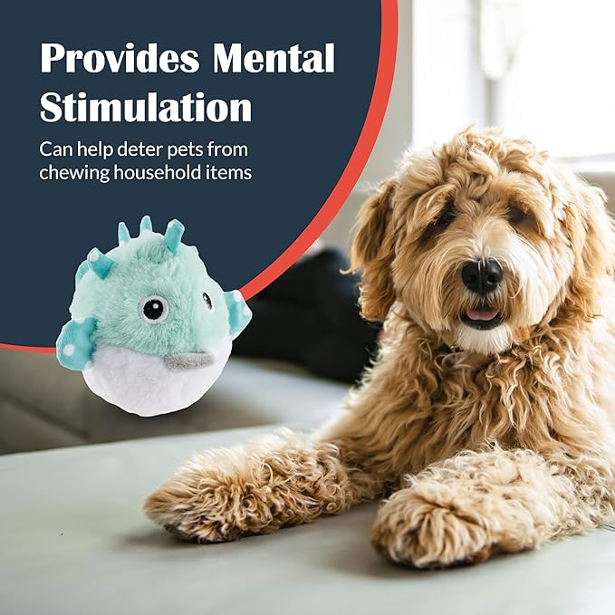 Flourish Pets 2 in 1 Multi-Layer Chew Toy for Active Dogs | Non-Toxic BPA Free Double Stitched Soft Fabric Exterior Dog Toys | Long-Lasting Dog Plush Toys - Puffer 3.5"