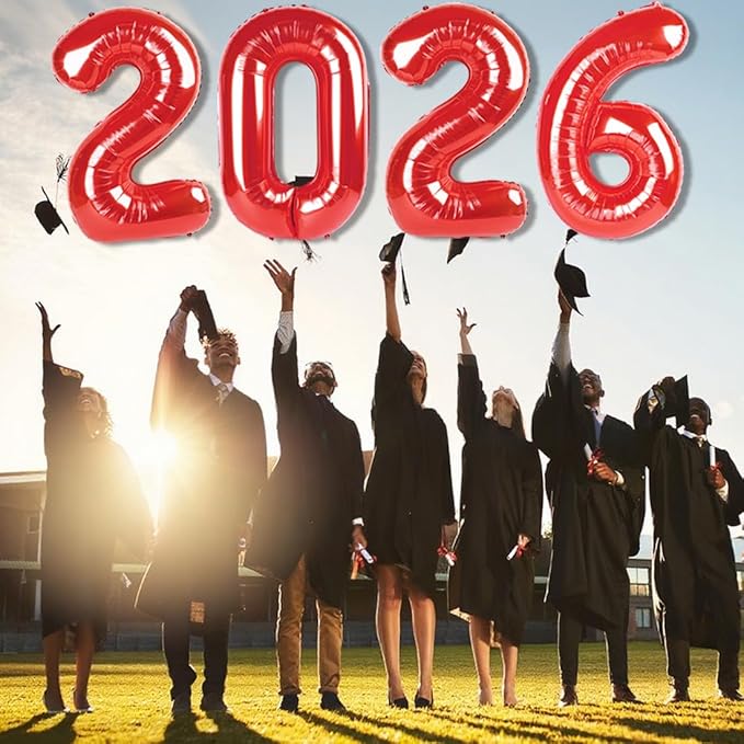 New Years Eve Decorations Number Balloons, 40 Inch Balloon, 2026 Decorations New Years, Red Balloons for New Year Eve Party Supplies 2026, Graduation Decoration, 2 6 20 26 Birthday Parties