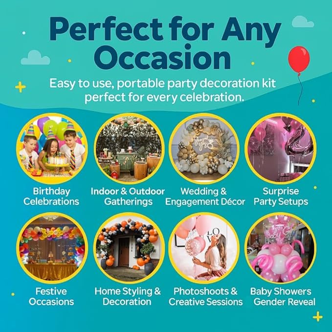 Airloons Purified Helium Tank - Inflate up to 30 Latex Balloons | 7 cu. ft. Helium Tank for Balloons at Home | Balloon Pump Kit for Birthday Decorations, Valentine's Day Home Decorations