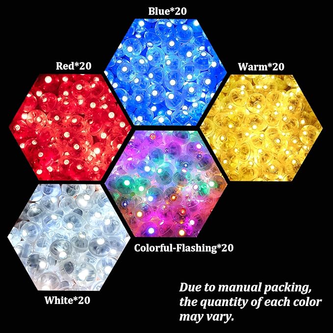 ZGWJ 100PCs Mini Led Lights for Paper Lantern, Led Balloons Light up Balloons for Neon Party Lights Easter Eggs Christmas Halloween Birthday Party Wedding Decoration