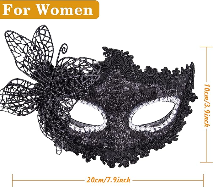 SIQUK Couple Masquerade Masks Set Venetian Party Mask Plastic Halloween Costume Mask Mardi Gras Mask for Women and Men