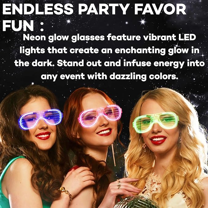 Fsmiling 24 Pack Light Up Glasses Adults Led Glasses Glow In The Dark Party Supplies for Adults Party Favor