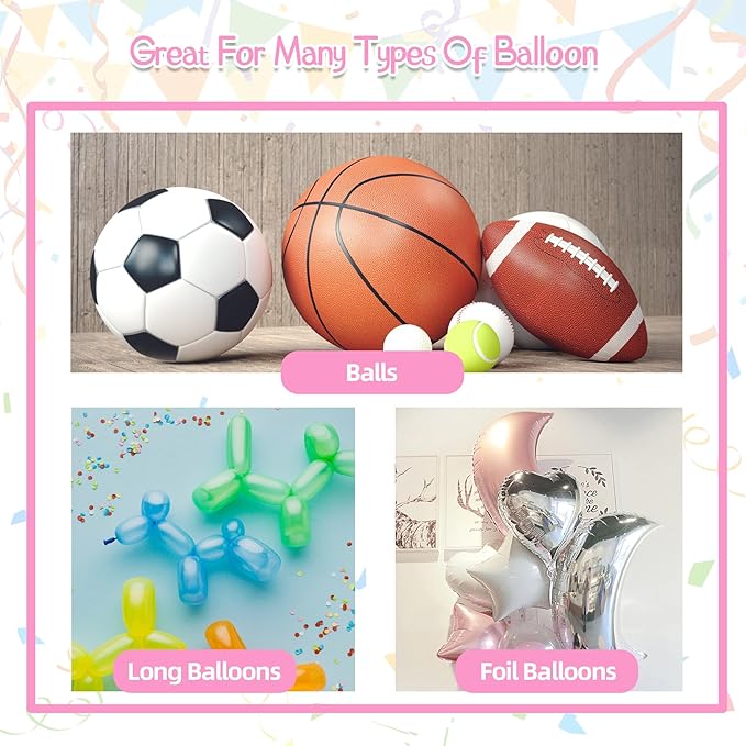 260 Balloon Pump Electric, Portable Automatic Dual Nozzle Inflator with Tying Tools for Long Animal Balloons Birthday Gender Reveal Baby Shower Balloons Party Decorations