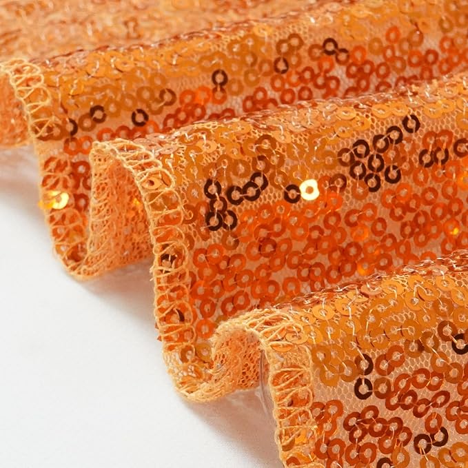 Eternal Beauty Orange Sequin Backdrop, 10x10 Ft Halloween Glitter Background Curtains for Shimmer Photography Party Wedding Birthday Back Drop Decor