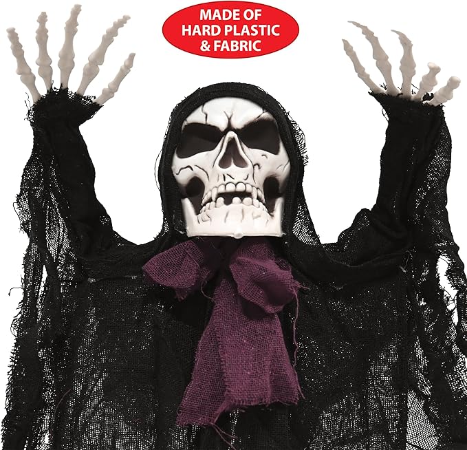 Beistle Novelty Skeleton Creepy Creature with Poseable Arms Indoor Use Only Spooky Halloween Decorations, 54", Black/Off White/Maroon