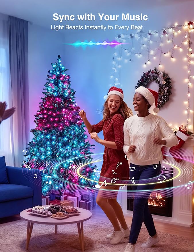 Brightown 9FT Christmas Tree, Prelit Lighted Artificial Tree, Pre Lit Christmas Trees for Holiday, Vacation, Xmas