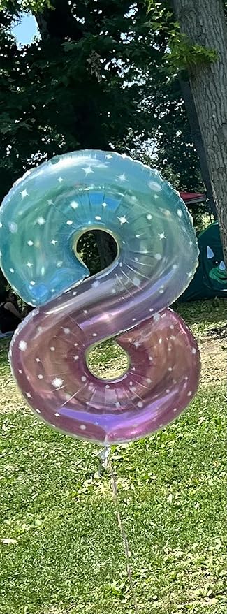 40 Inch Number 8 Balloon, Pink Purple Blue 8 18 28 80 Birthday Balloons for Men Boys, 8th Birthday Decorations Party Supplies, Wedding, Graduations