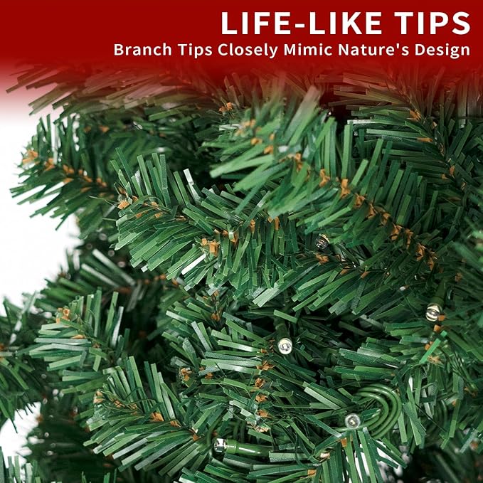 8FT Christmas Tree with Lights,Artificial Christmas Tree with 750 LED Lights and 2168 Branch Tips,Xmas Tree with Foldable Stand Perfect for Indoor&Outdoor,Christmas Decoration for Party by DNKMOR