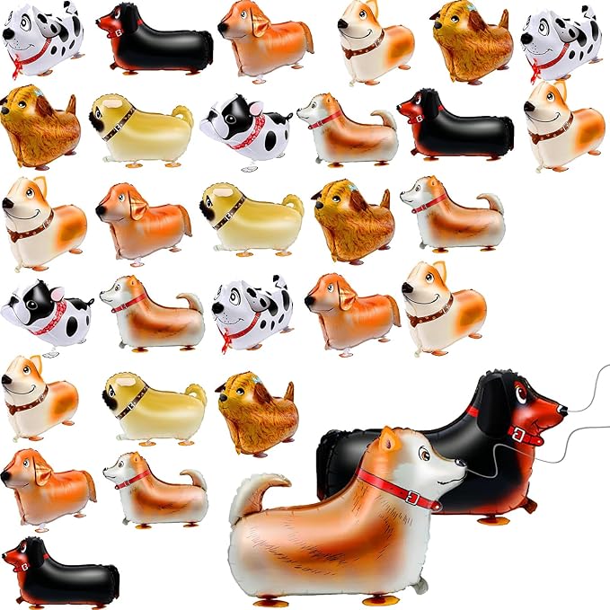 Deekin 40 Pcs Walking Animal Balloons Pet Dog for Birthday Party Decorations Dog Balloons Puppy Animal Birthday Party Supplies Decorations