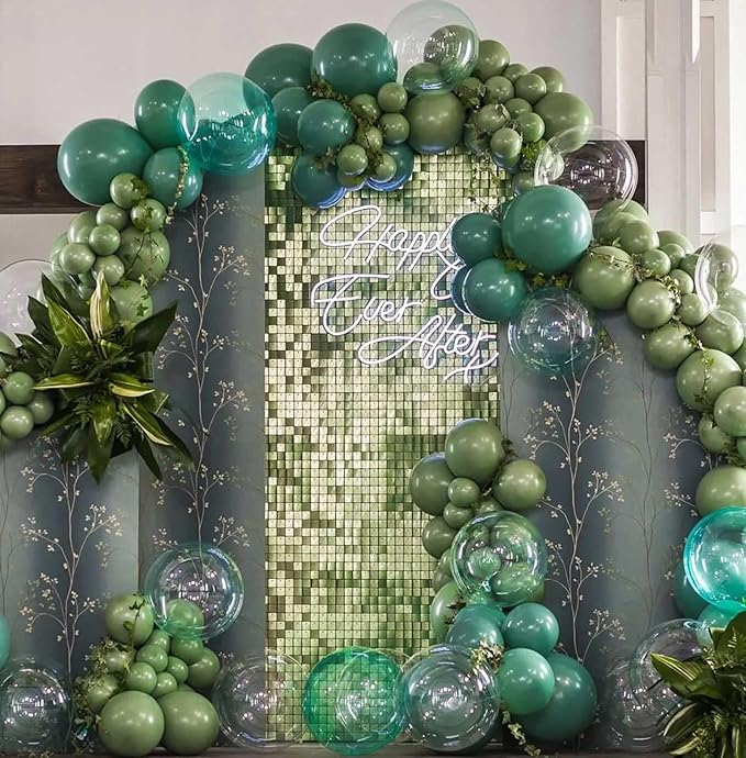 KALOR 12 Inch Retro Olive Green Balloons, 50 Pcs Latex Helium Balloons for Kid's Birthday Party, Baby Shower, Wedding, Graduate Party Decorations