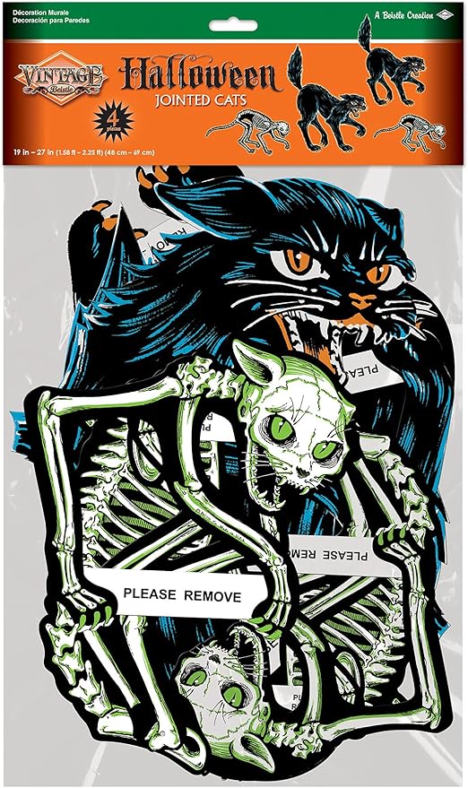 Beistle Vintage Halloween Cats 4 Piece Wall Decoration
