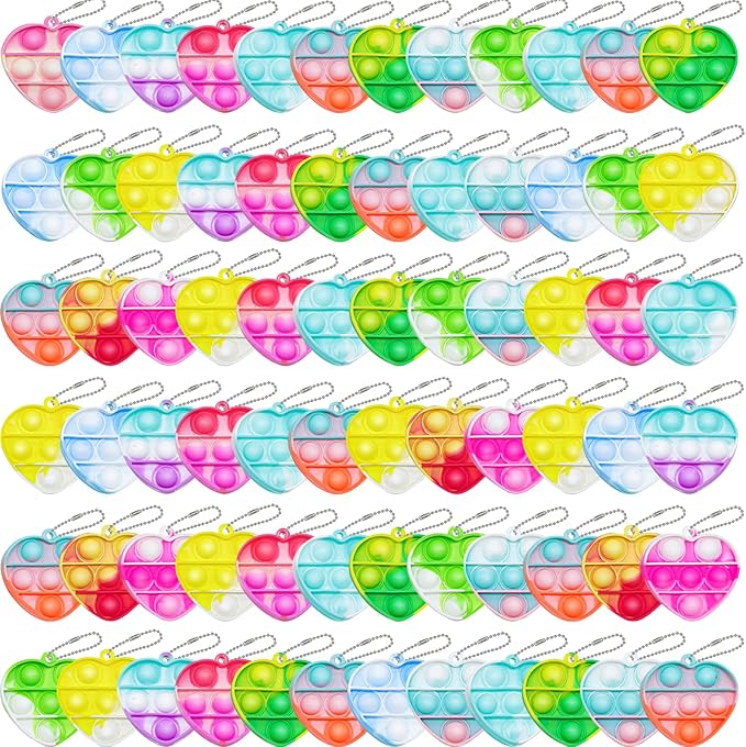 36 Pcs Kids Party Favors Pop Fidget Keychain lt Mini Fidget Toys Bulk for Kids Goodie Bag Stuffers Classroom Prizes It Bubbles Poppers Students Bulk Toys Valentines Day Gifts