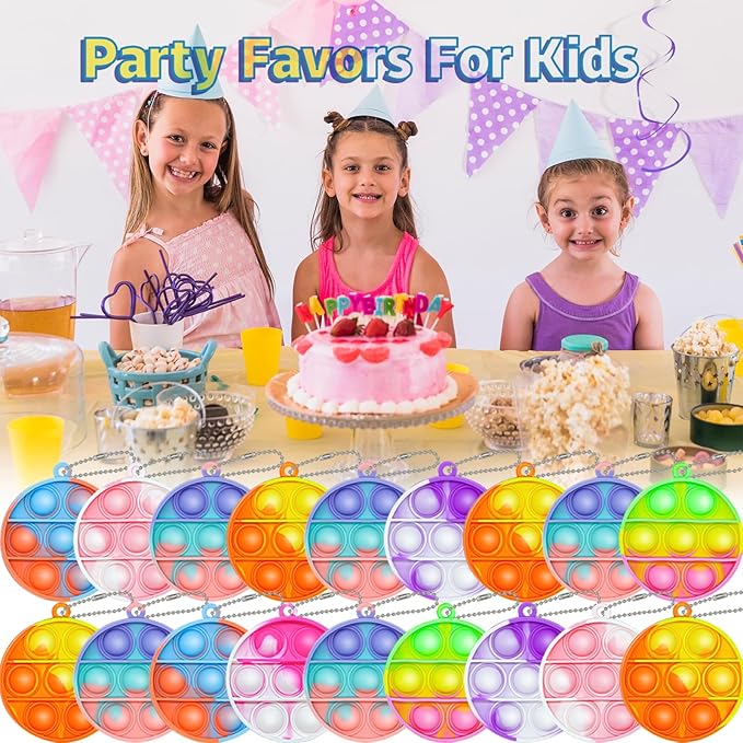 72 Pcs Kids Party Favors Pop Fidget Keychain lt Mini Fidget Toys Bulk for Kids Goodie Bag Stuffers Classroom Prizes It Bubbles Poppers Students Bulk Toys