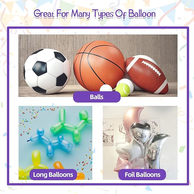 260 Balloon Pump Electric, Portable Automatic Dual Nozzle Inflator with Tying Tools for Long Animal Balloons Birthday Gender Reveal Baby Shower Balloons Party Decorations